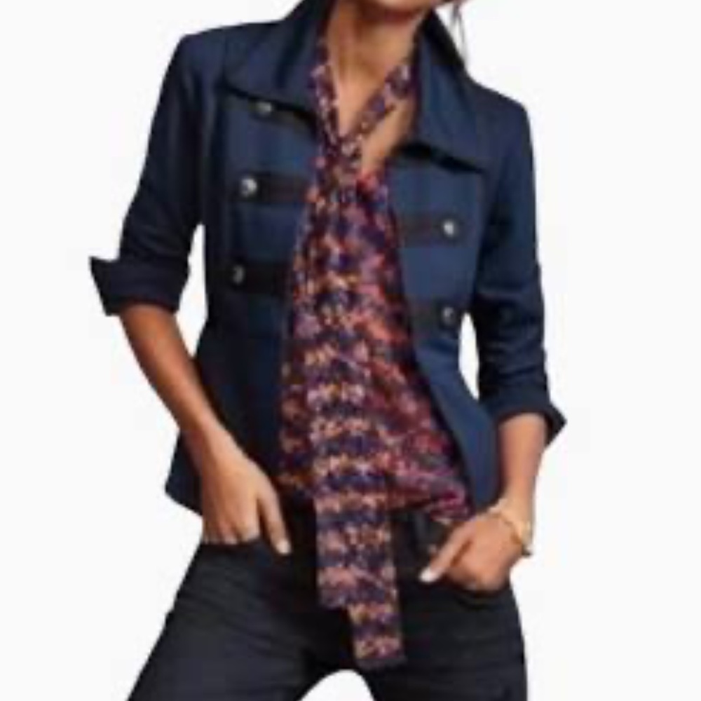 Cabi Blue Military Button Jacket (Medium) - Picture 2 of 4